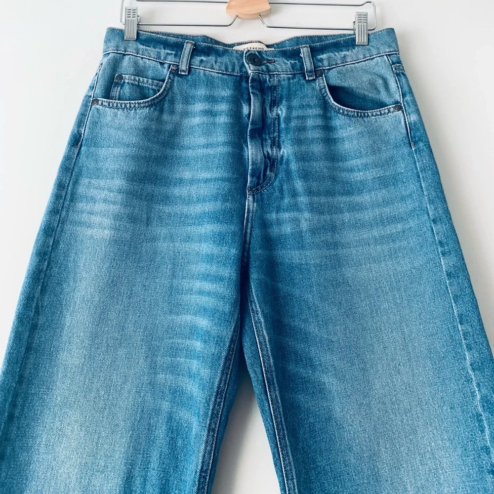 Weekend Max Mara Crop High Rise Wide Leg Jeans Light Wash Women Size 10 Skater